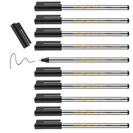 edding 88 - fineliner - black - 10 pens - round nib 0.6 mm - thin fibre pen for fine, precise writing, underlining, drawing - in the office or home and at school