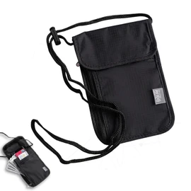Yuaiosn Neck Pouch with RFID Protection, Men's Travel Wallet, Soft Travel Wallet for Travel, Unisex, for Passport, Credit Cards, Coins and Travel Accessories, black
