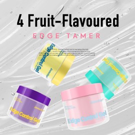 immetee Edge Control Gel with Brush, Hair Styling Gel Flyaway Hair Tamer, Edge Control Gel for Afro Hair.（100g,3.52 oz） (Yellow-Orange)