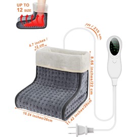Electric Foot Warmer with Removable& Washable Lining, 10 Temperature Settings, 3 Timer Function, Full Surround Foot Warmer for Cold Feet, Ankle Care
