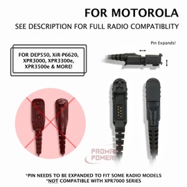 PROMAXPOWER 1.5-Wire D-Shape Earpiece with PTT Button Mic Compatible with Motorola Radios XPR3300, XPR3500e, DEP550, XiR-P6628