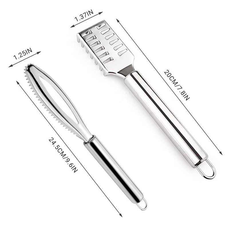 Zasjon Fish Scaler Stainless Steel, Pack of 2 Fish Peeler