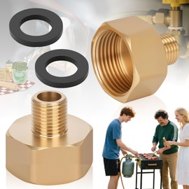 Aatpuss Pack of 2 Brass LPG Gas Adapter, Gas Adapter 3/8 to 1/4, Gas Stove Fittings Made of Brass Gas Hose Connection, LPG Adapter for Camping Stoves