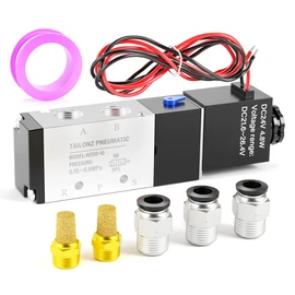 TAILONZ PNEUMATIC 3/8"NPT 24V Solenoid Valve 4V310-10 12V/24V/110V/220V Single Coil Pilot-Operated Electric 2 Position 5 Way Connection Type（Outlet wire）