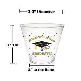 Party Essentials Plastic Printed Party Cups/Tumblers, Graduation, 20-Count, 9-Ounce