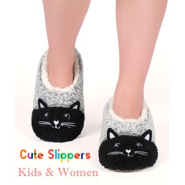 Hygknixx Cute Animal Slippers for Women Kids, Cozy Fuzzy Slipper Socks with Non Slip Grips, Funny Christmas Gifts for Girls Toddlers Wife Mom Grandma Her, Stocking Stuffers for Adults Kids