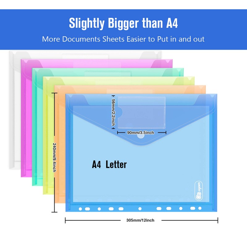 24 Pack Plastic Wallets A4, Binder Folder with Plastic Wallets,A4