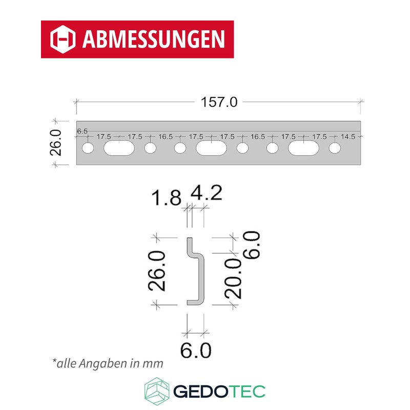Gedotec Schrankaufhänger-schiene Suspension Rails for Wall Cabinets - Steel Zinc