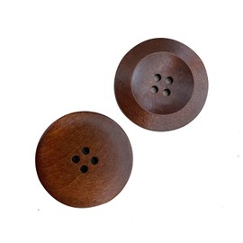 10 Round Brown Wooden Buttons Big Wooden Button 30mm with 2 Holes (30mm-10 Pack)