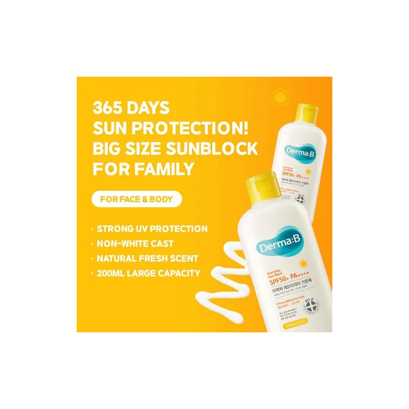 Derma:B Everyday Sun Block Spf50+ Pa++++ Rostro Y Cuerpo