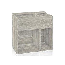 Way Basics 2 Tier Vinyl Record Multi Shelf LP Records Bookcase, Aspen Grey