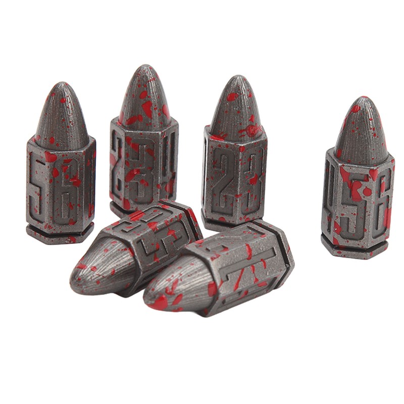 6 Pcs Bullet Metal Dice Set Micro Polyhedral Bloodstained Bullet