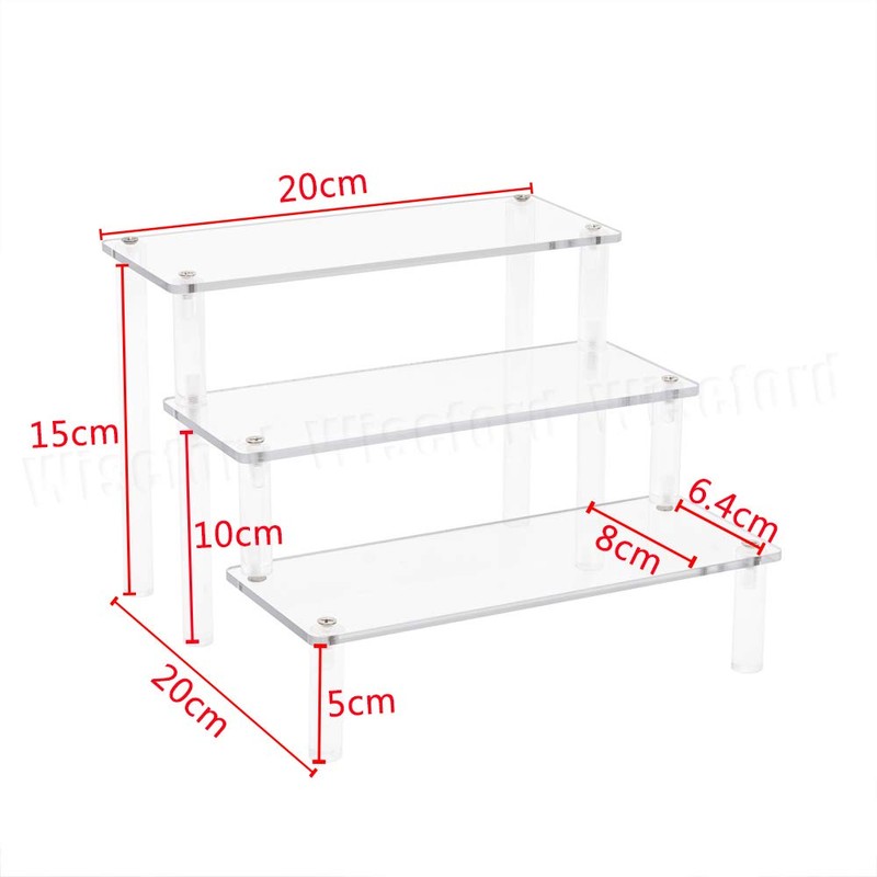 Tingacraft 3-Tier Self-install Acrylic Riser Display Shelf for Cosmetics​ Cupcake