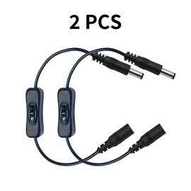 Clearhill 2Pcs 5-24V DC On/Off Switch with 5521DC Male and Female Connectors(Balck),22AWG Wire,Easy to Open and Close,for PC,TV,Car,5V 12V 24V LED Strips