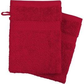 DreamNights 12x Premium Quality 100% Cotton Wash Mitts Absorbent Flannel Soft Face Mitt Body Scrub - Bath SPA Terry Cloth, Reusable Makeup Remover Mitt Gloves Mitten 16x21 cm (Red)