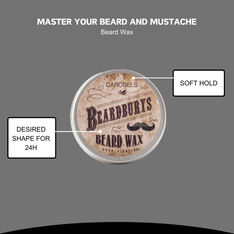 Beardburys Soft Fixing Beard and Mustache Wax Natural Hold, Lightweight