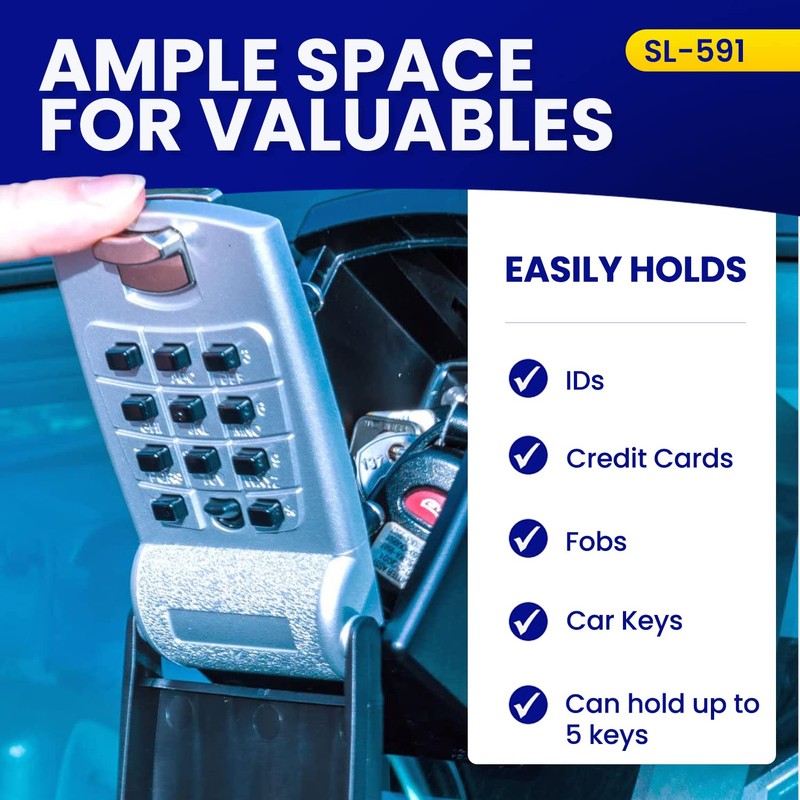 KeyGuard SL-591 Portable Car Lock Box, Black, Combination Lock, Keypad,