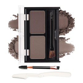 Eyebrow Powder Makeup Kit,2 Colors Waterproof Eye Brow Powder Tinting Palette Long-Lasting for Women,Brown Dark Brown Brow Fill&Sculpt Natural Eyebrow Contour for Sparse Brow with Brow Brush &Razor-03