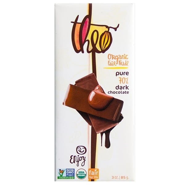 THEO Dark Chocolate Bar Pure Dark 70% 85g