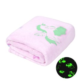 Winthome Glow in Dark Blanket, Soft Flannel Fleece Stars Blanket,All Season Throw Blanket for Kids (Pink, 130x170cm)