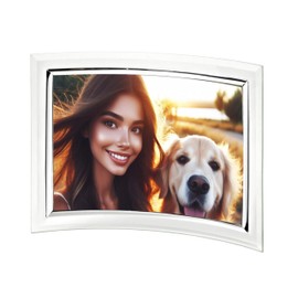 CAPESTORE Gebogener Bilderrahmen für Fotos aus konkavem Glas – Geschenkidee (Transparent, 13 x 18 cm, horizontal)