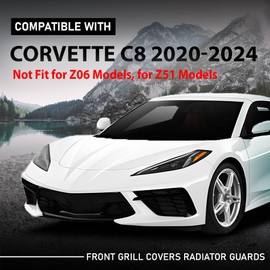 LQI Front Grill Covers Radiator Guard Compatible with Chevy Corvette C8 2020-2024, Not Fit for Z06 Models, for Z51 Models