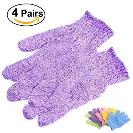 Ultnice 4 Pairs Exfoliating Body Scrub Gloves