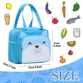 LHLZNB Lunch Bag Insulated Lunch Bag for Women Lunch Cool Bag with Front Pocket Portable Thermal Leak-Proof Lunch Bags for Women Girls Children School,Picnic Organizer for Work (Blue Puppy)