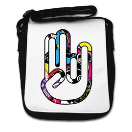 Sticker Bomb Styled Japan JDM Hand Shocker Small Shoulder Bag, black