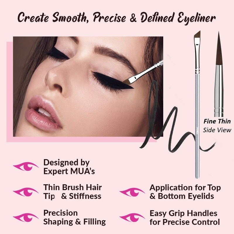 Angled Eyeliner Brush Slanted - Small Thin Winged Liner For