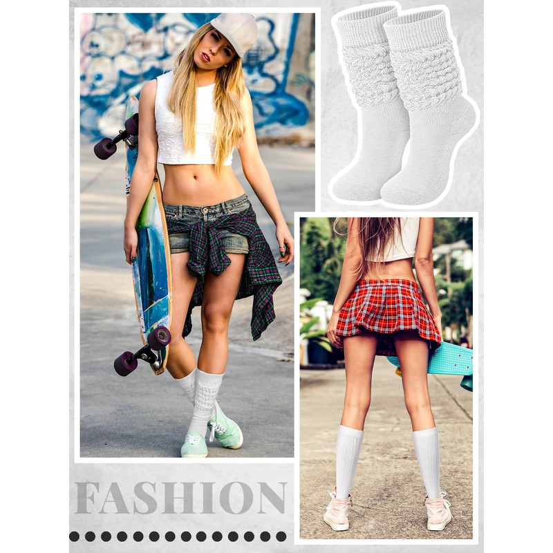 Glitopper Slouch Slouchy Socks Pack Knee High Scrunch 80s 90s