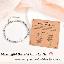IKIATY Christian Gifts for Women Faith, Religious Cross Bracelet Jewelry for Women Teen Girls, Birthday Christmas Easter Gifts for Sister in Christ