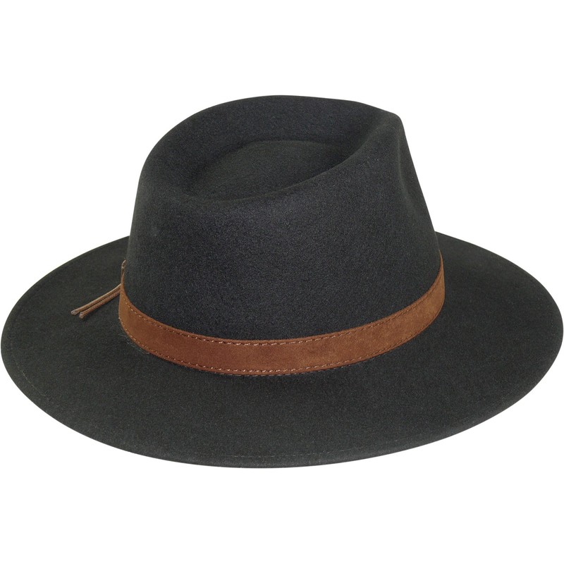 Harrys-Collection Rollable Hat with Wide Brim Brown Fabric Ribbon in