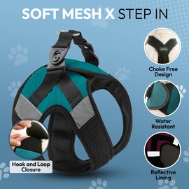 Gooby Soft Mesh X Step in Dog Harness - Turquoise, X-Small