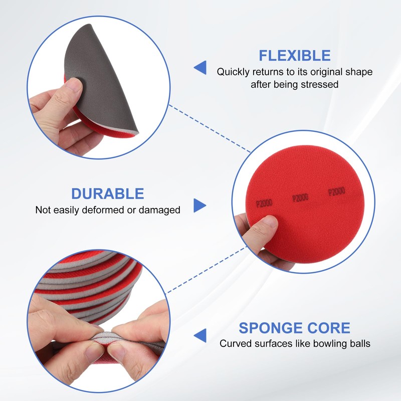 YELARXI Bowling Ball Sanding Pads, Hook and Loop Sanding Sponge