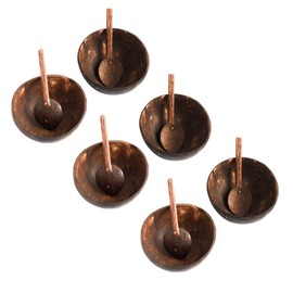 Thenga Artisan Mini Coconut Shell Bowl, 150 ML, Brown | for Serving Sauce, Chutney, Dessert Bowl (Set of 6)