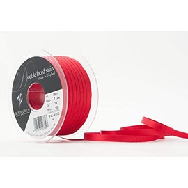 Berisfords Double Faced Satin Ribbon, Red, 7 mm Width, 100 metre Length