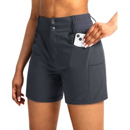 Viodia Pantalones Cortos De Golf para Senderismo De 5 "con Bolsillos, Pantalones Cortos Tipo Cargo Elásticos De Cintura Alta para Caminar Informal En Verano, Gris Acero