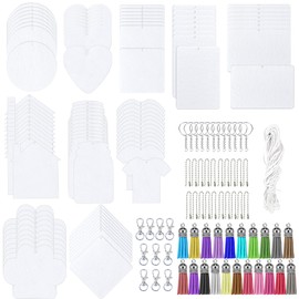 Allazone Pack of 160 Sublimation Sheets, 100 Pieces 10 Shapes Sublimation Blank Felt Air Freshener Leaves with Rope, Tassel, Wave Bead Chain for Home Use and Decoration (10 Shapes)