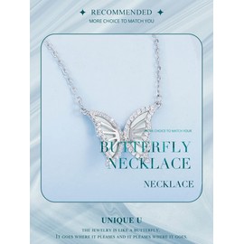 PAHALA 925 Sterling Silver Butterfly With Crystals CZ Pendant Necklace Wedding