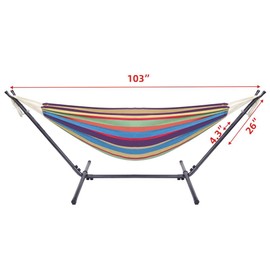 TREATLIFE HOME Comfortable Portable Hammock with Steel Frame Stand, Soft Cotton for Outdoor Relaxation, Desert Stripe Design