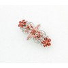 Faship Gorgeous Coral Rhinestone Crystal Flora Hair Barrette Clip