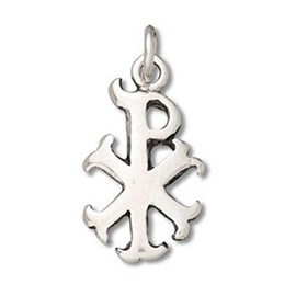 Auntie's Treasures Sterling Silver 16" Mens Unisex 1.5mm Box Chain Labarum Chi Rho Christ Authority Symbol Pendant Necklace