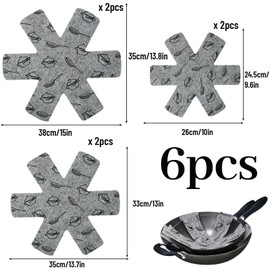 FePen Felt Pan Protectors, 6 Pan Protectors, Stacking Protection, 3 Sizes Pot Protectors, Pan Protection Pads, Felt Pan Pads, Pan Protectors, Adjustable Size (38/35/26 cm)