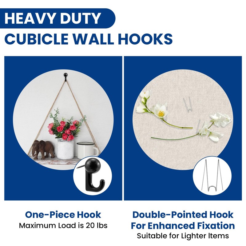 ZIUZI 30 Pcs Cubicle Hooks, Metal Push Pin Hangers, Heavy-Duty