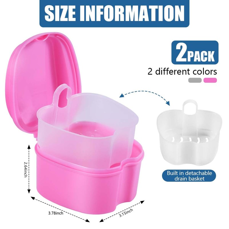 KISEER KISEER 2 Pack Colors Denture Bath Case Cup Box
