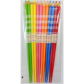 Aoba Chopsticks Colored Pencil Chopsticks, Border, 8.9 inches (22.5 cm), Makes Your Table Gorgeous 6 Pairs Set of 6 Colors
