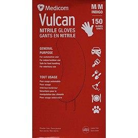 Medicom Vulcan Guantes de nitrilo sin látex para uso general, color índigo, mediano, 150 unidades