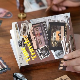 PRSTINCOL Vintage Brown Scrapbooking Kit,Scrapbook Supplies Kit for Junk Journal, Bullet A6 Grid Notebook DIY Scrapbook Birthday Craft Gift