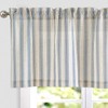 TOPICK Linen Striped Panel Curtain, Semi-Transparent Bistro Curtain, Sheer Curtain,